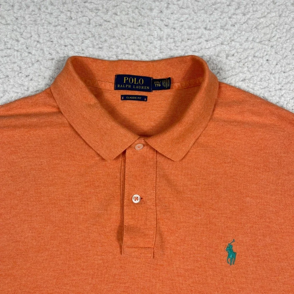 Polo Ralph Lauren Polo Shirt Men XXL Orange Classic Fit Short Sleeve Pony Logo